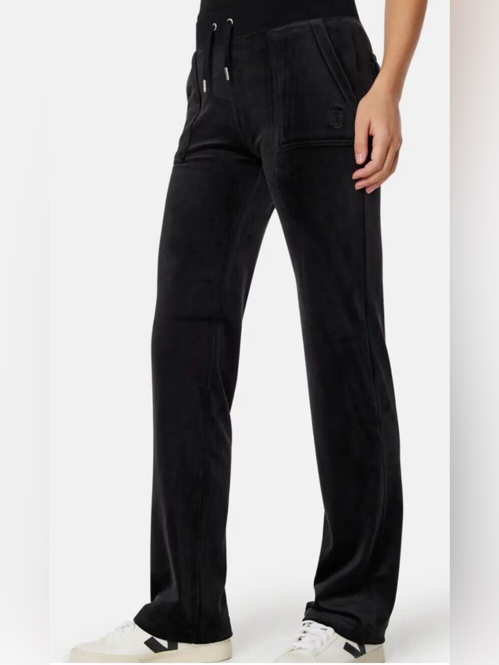 NWT Juicy Couture Classic Black Velour Del Ray Pocketed Track Pants - XS 4/6
